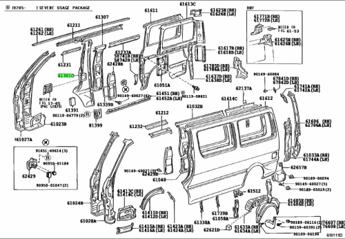 Стойка правая TOYOTA HIAIC LH119 LH178 61301-26051