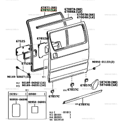 Уплотнитель боковой двери NEW Новая LH TOYOTA HIACE DYNA/TOYOACE 3L 2L 5L 1KZTE 67871-95J02